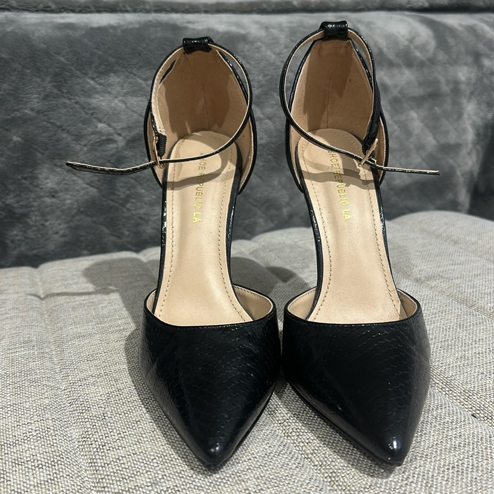 Faux Snake Black Stilettos